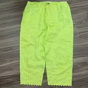 VTG S.L.B. womens linen pants green plus size 1x cropped